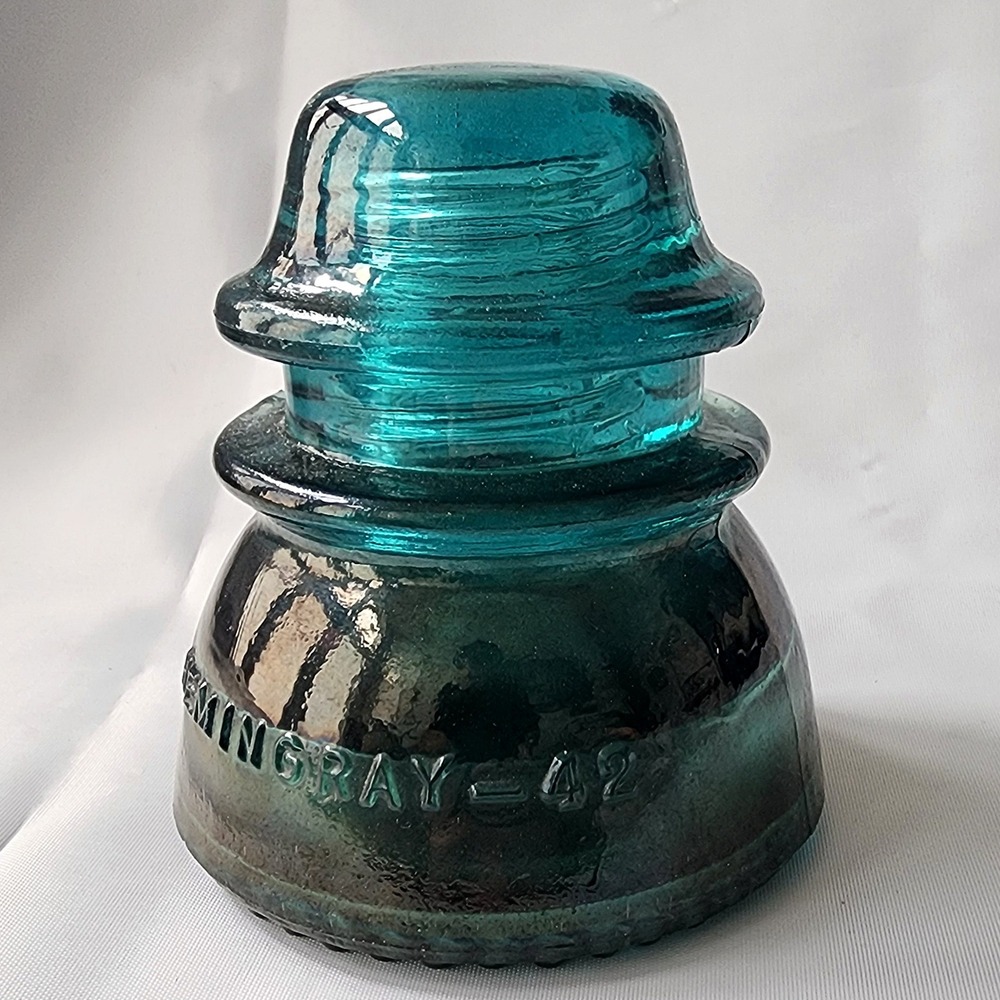 Hemingray 42 Glass Insulator Teal‎ Blue Retro Vintage Antique Collectible Decor